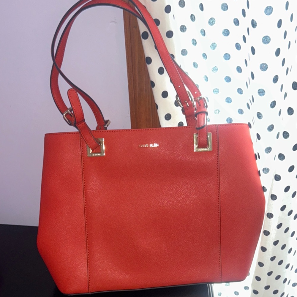 Calvin Klein Red Orange Tote Bag